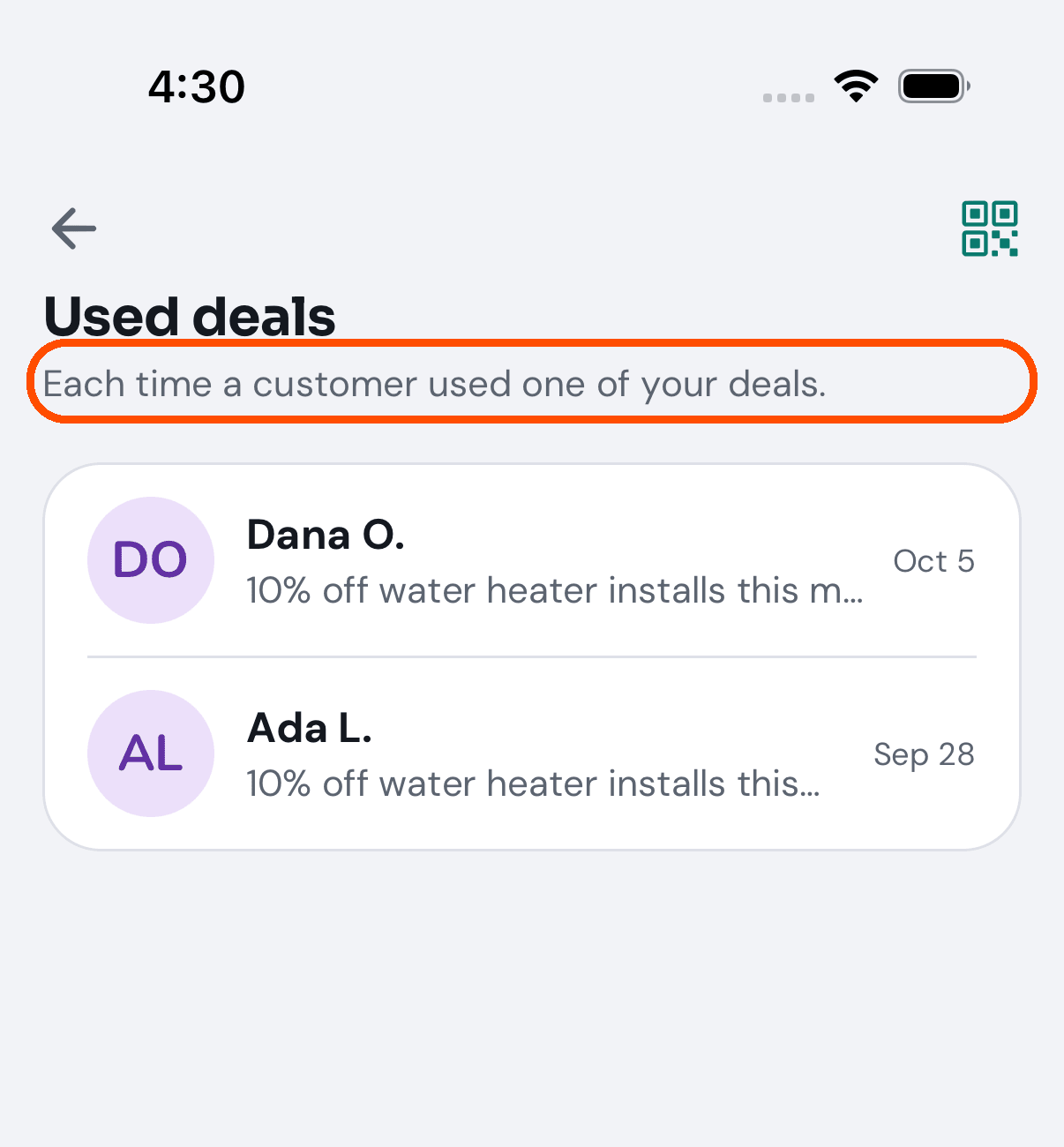 Used deals, the list of uses