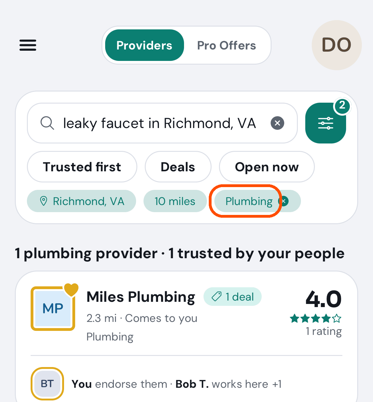 The Plumbing and Richmond, VA tags, and the businesses found