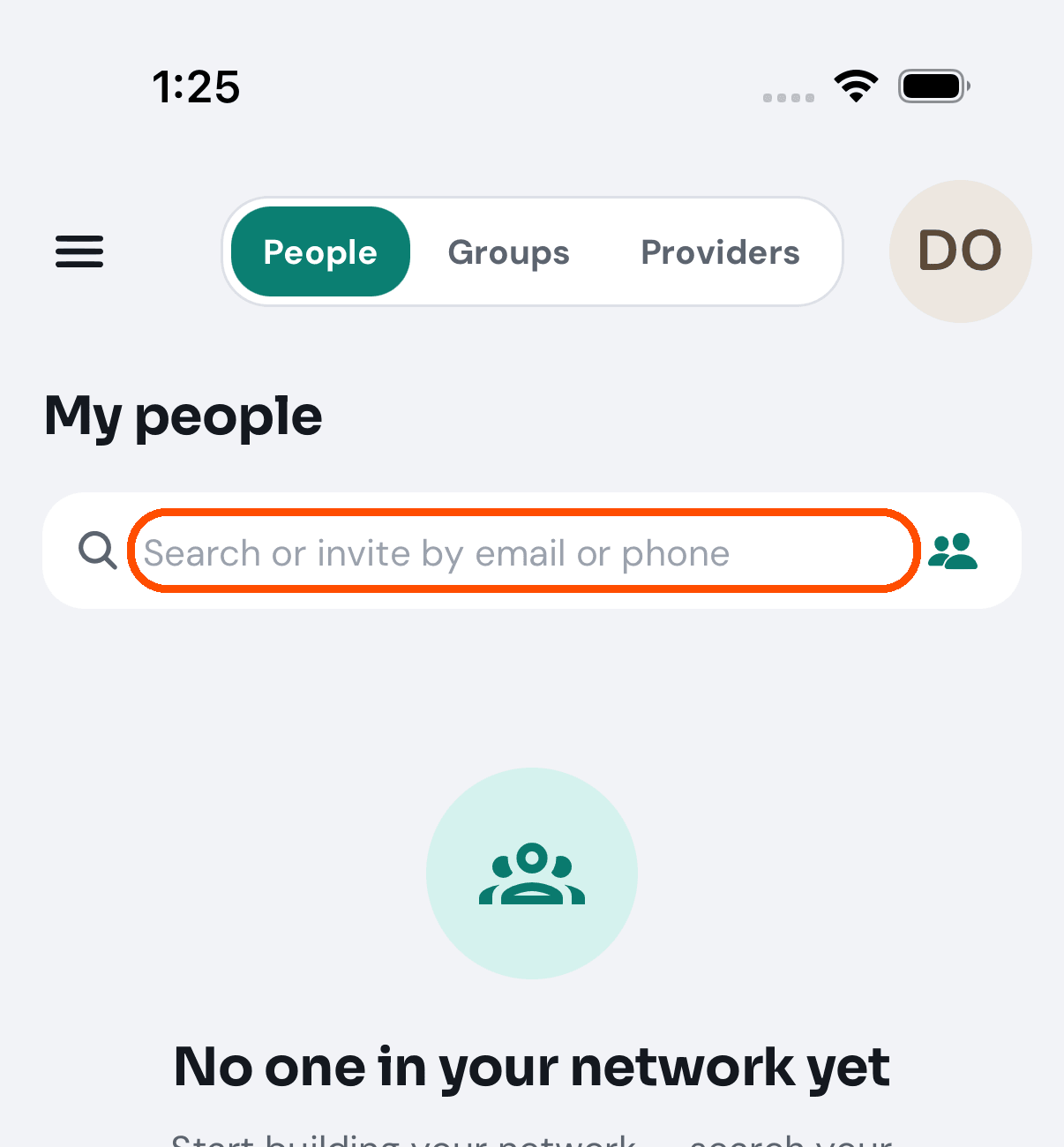My people, with the search box