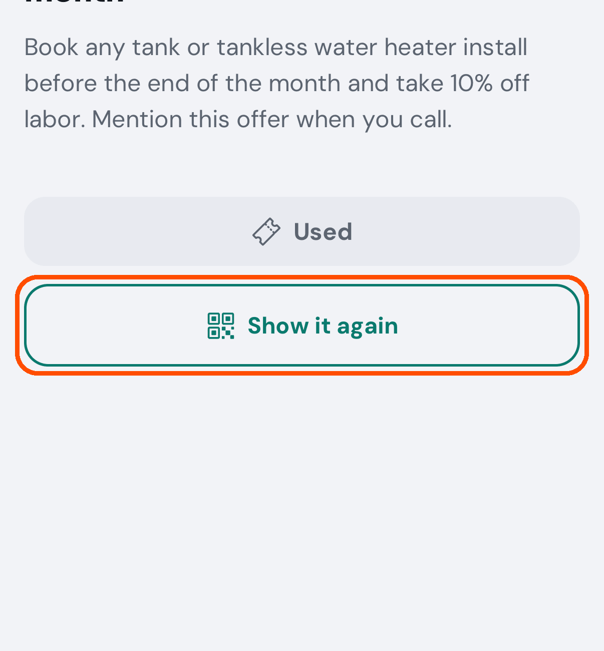 Details of a redeemed deal, with Show my receipt