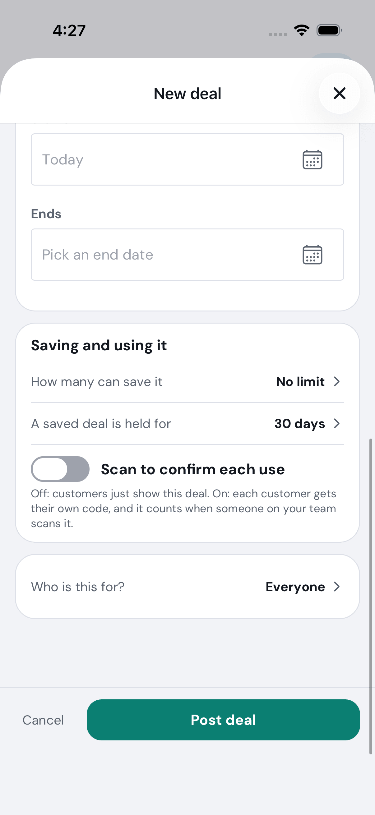Who is this for? and Post deal