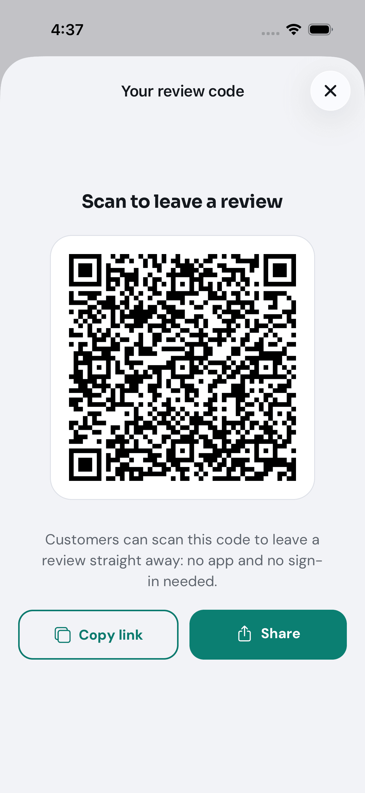 Your review code