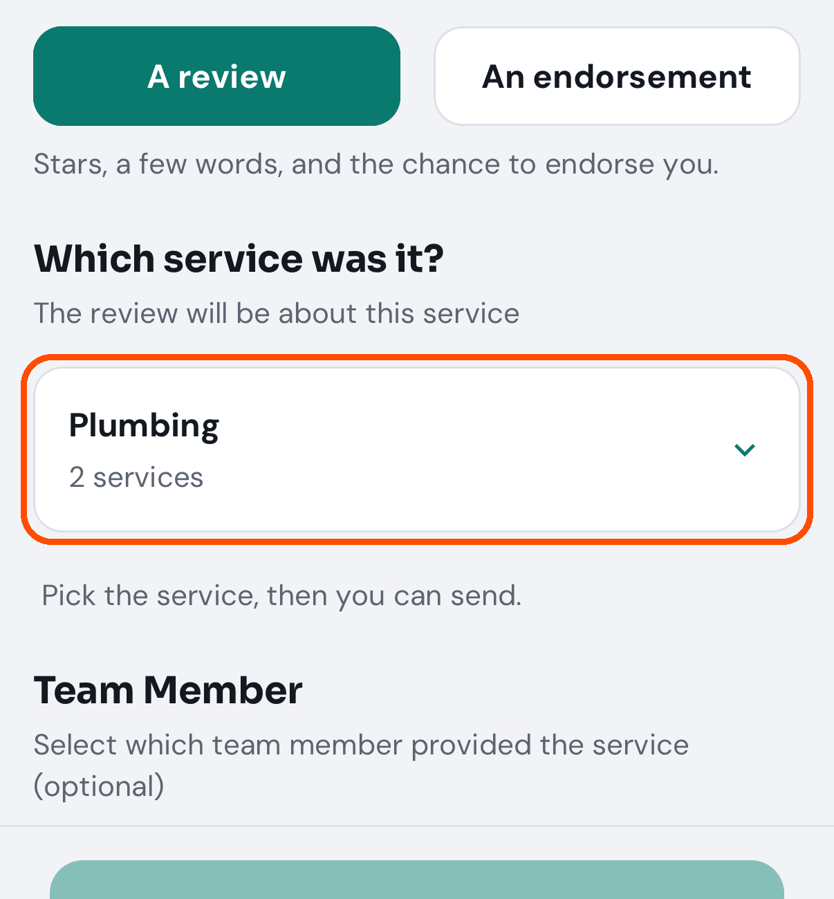 The request, with the service still to choose