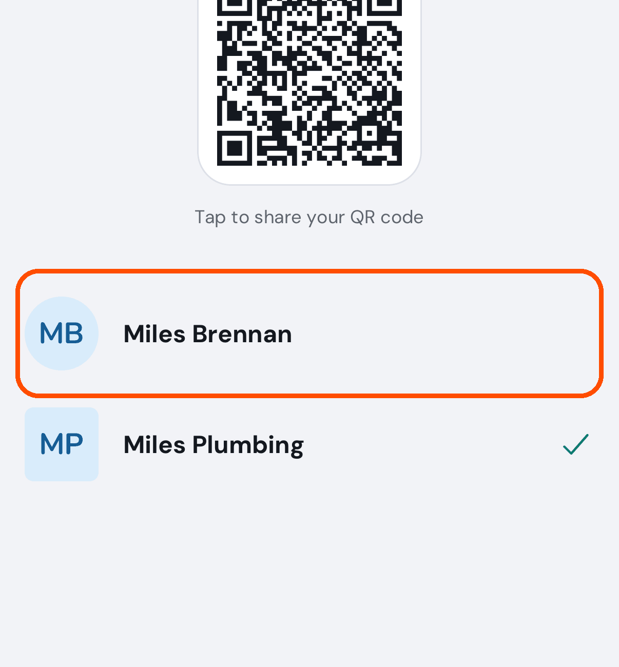 My Profiles, with the member profile and the business