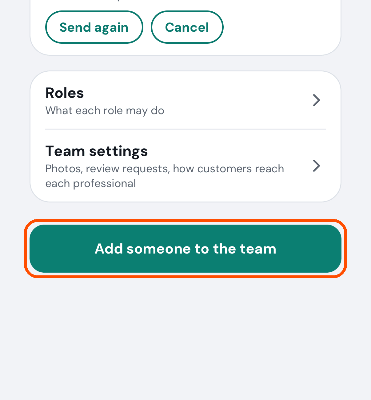 Team, with Add someone to the team
