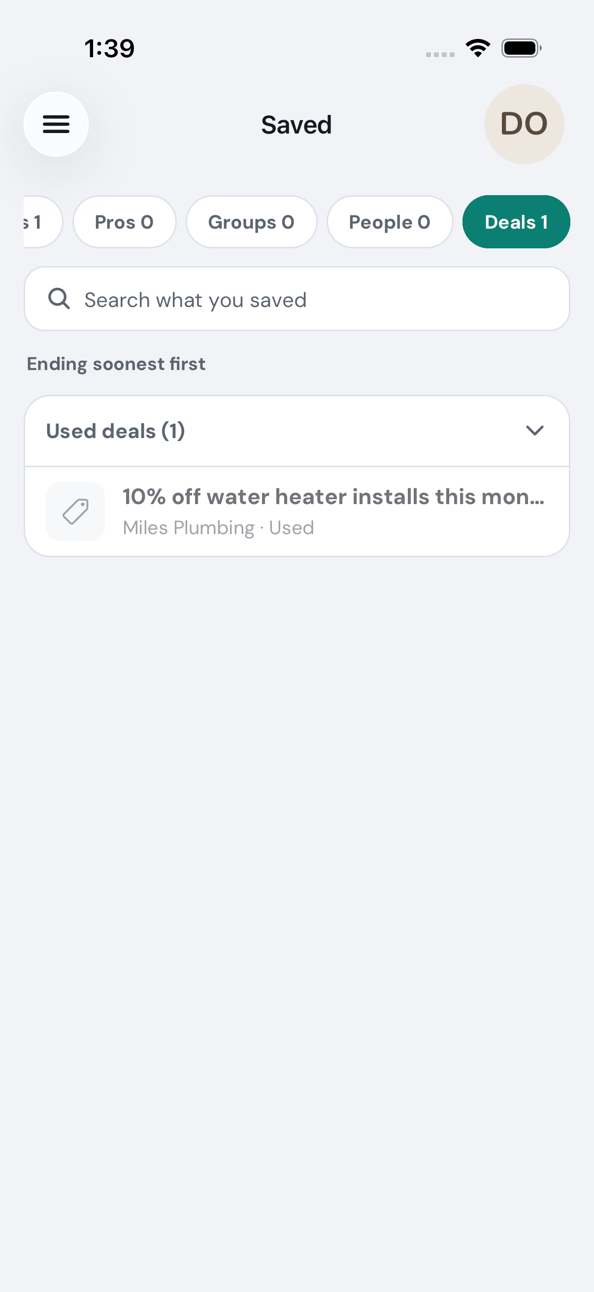 Saved, on Deals: Dana's one deal, already used